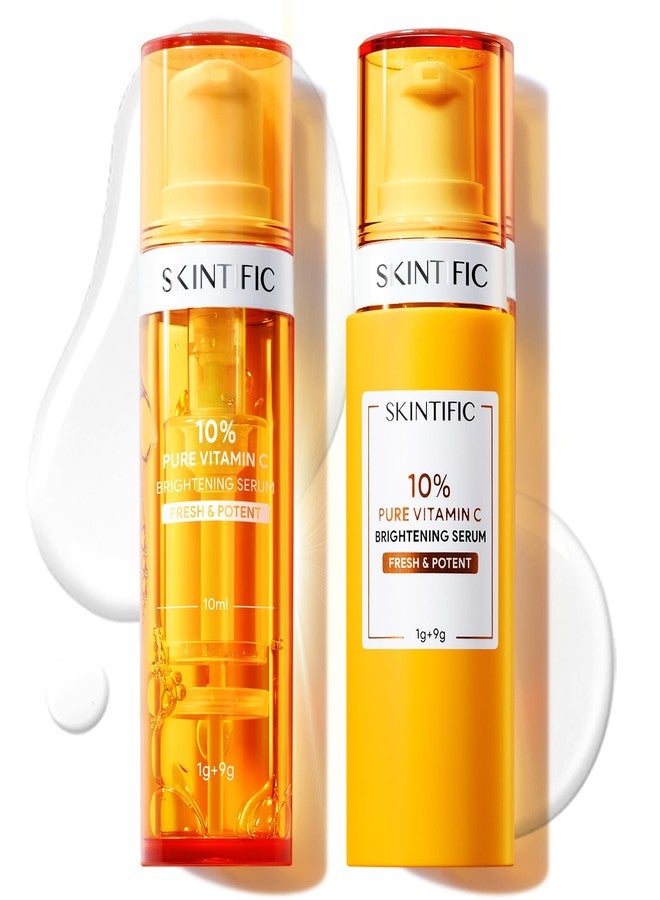 سكينتفيك سيروم سكينتيفيك ثنائي الحجرات لتفتيح البشرة بفيتامين سي، سيروم بودرة فيتامين سي النقي بنسبة 10%، مصحح للبقع الداكنة، مقاوم للأكسدة مع واقٍ من الأشعة فوق البنفسجية - Image 1